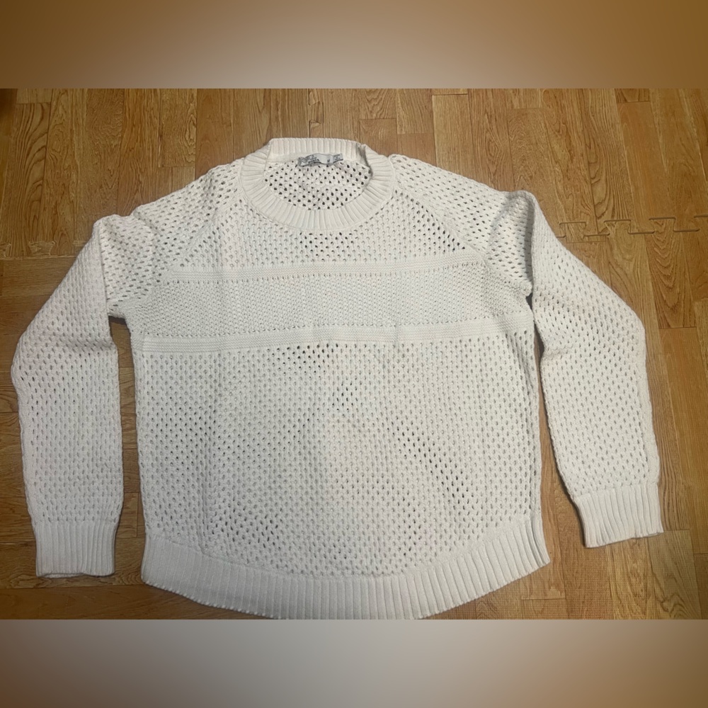 prAna White‎ Open Knit Sweater Chunky Textured Pullover - Picture 2 of 7